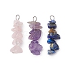 3Pcs Natural Rose Quartz & Amethyst & Lapis Lazuli Chip Beaded Constellation Pendants PALLOY-JF03043-07-1