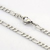 Tarnish Resistant Men's Casual Style 304 Stainless Steel Figaro Chain Necklaces STAS-O037-17P-1