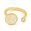 Flat Round with Moon Star Rack Plating Brass Micro Pave Cubic Zirconia Open Cuff Rings RJEW-N047-03B-G-RS-2