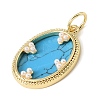 Brass & Synthetic Turquoise/Natural White Shell/Resin & ABS Plastic Pearl Pendants PL-CBA6938-10G-3