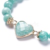 Natural Amazonite Stretch Heart Link Bracelets BJEW-P265-01A-3