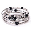 Bohemian Multi-Layered Natural Black Agate Wrap Bracelet Women's Jewelry MV3343-10-1