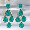 Teardrop Alloy Raffia Dangle Stud Earrings FS-WG86BCE-05-1