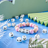  50Pcs 5 Style Luminous Cube with Letter Food Grade Eco-Friendly Silicone Beads SIL-TA0001-51-7