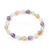 Natural Amethyst & Rose Quartz & Prehnite & Citrine Beads Stretch Bracelets for Women Men BJEW-JB11459-2