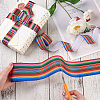 2Rolls 2 Styles Stripe Pattern Printed Polyester Grosgrain Ribbon OCOR-TA0001-37E-12