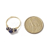 Natural Lapis Lazuli Round Braided Beaded Finger Ring RJEW-JR00550-03-6