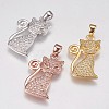 Brass Micro Pave Cubic Zirconia Kitten Pendants ZIRC-E145-28-1