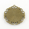 Tibetan Style Flat Round Alloy Pendant Cabochon Settings TIBEP-Q045-001AB-NR-2