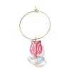 Transparent Glass Tulip Flower Wine Glass Charms AJEW-TA00018-2