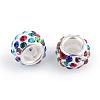 Polymer Clay Rhinestone European Beads CPDL-T001-27-1