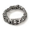 304 Stainless Steel Skull Cuban Link Chain Bracelets for Women Men BJEW-Q341-05C-AS-1