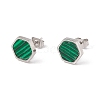 Synthetic Malachite Hexagon Stud Earrings EJEW-E264-01-2