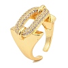 Brass Micro Pave Cubic Zirconia Cuff Rings for Women RJEW-S392-13G-1