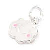 925 Sterling Silver White and Pink Enamel Smiling Face Cloud Charms STER-D303-03S-2