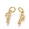 Brass Micro Pave Clear Cubic Zirconia Charms ZIRC-L092-01-G-2