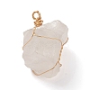 Natural Raw Rough Quartz Crystal Wire Wrapped Pendants PALLOY-JF00575-2