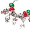 Christmas Theme Glass & Alloy European Beads Bracelets for Women BJEW-JB11198-01-3