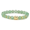 Natural Green Aventurine & Alloy Buddha Head Beaded Strech Bracelets BJEW-JB09420-04-1