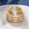 Brass Micro Pave Clear Cubic Zirconia Cuff Rings RJEW-C120-22G-2