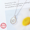 Natural White Shell Oval with Flower Pendant Necklace with Rhodium Plated 925 Sterling Silver Chains OK6796-1-2