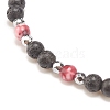 Natural & Synthetic Mixed Gemstone Beaded Stretch Bracelet with Clear Cubic Zirconia Cross for Women BJEW-JB08247-01-6