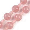 Natural Rose Quartz 3-Hole Guru Beads Strands G-H064-E01-02-1