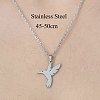 Non-Tarnish 201 Stainless Steel Hummingbird Pendant Necklace NJEW-OY002-06-3