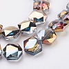 Hexagon Electroplate Full Rainbow Plated Glass Beads Strands EGLA-P015-F13-1