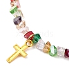 Alloy Cross Charm Bracelets BJEW-JB12323-01-3