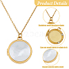 1Pc Stainless Steel Pave Natural White Shell Locket Pendant Necklaces for Women NJEW-HS0001-12B-4