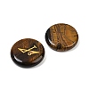 4Pcs 4 Styles Natural Tiger Eye Flat Round with Angels Symbol Display Decorations G-R007-01D-2