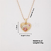 Vintage Heart-shaped Brass Micro Pave Pink Cubic Zirconia Pendant Necklaces FH1361-3-1