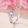 Flower Brass Micro Pave Pearl Pink Cubic Zirconia Finger Rings FS-WGCFB35-02-3