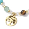 3Pcs Chakra 304 Stainless Steel Charm Bracelets BJEW-JB12564-05-4