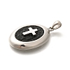 304 Stainless Steel Microfiber Oval Pendants STAS-Z110-13P-2