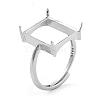 Rectangle Adjustable 925 Sterling Silver Ring Components STER-G042-09P-1