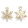 Brass Micro Pave Cubic Zirconia Charms for Christmas X-KK-R111-033-2