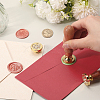 CRASPIRE 3Pcs 3 Styles Golden Plated Wax Seal Brass Stamp Head AJEW-CP0007-52A-3