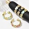 Brass Micro Pave Clear Cubic Zirconia Enamel Cuff Rings  for Women RJEW-L113-026G-1