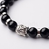 Buddha Head Gemstone Beaded Stretch Bracelets BJEW-JB01864-06-2