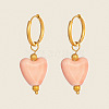 304 Stainless Steel with Handmade Procelain Hoop Dangle Earrings for Women CE4486-1