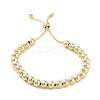 Adjustable Brass Round Beaded Slider Bracelets BJEW-D039-31B-G-1