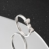 925 Sterling Silver Bowknot Adjustable Rings for Women RJEW-R008-02S-02-1