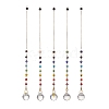 Mixed Natural Gemstone Drowsing Pendulums with Chakra Handmade Lampwork Evil Eye & Brass Sun PALLOY-JF01974-1