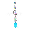 Glass Moon Hanging Suncatcher Pendant Decoration DJEW-PW0008-10E-1