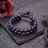 Synthetic Blue Goldstone Braided Bead Bracelet BJEW-SW00001-12-3
