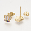 Brass Cubic Zirconia Stud Earrings EJEW-S201-170D-2