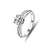 Rhodium Plated 925 Sterling Silver Micro Pave Cubic Zirconia Finger Rings for Women WGD6E9D-08-4