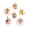 6Pcs 6 Colors Natural Shell Pendants PALLOY-JF02644-1